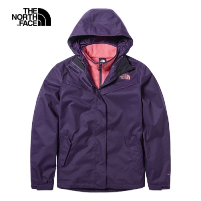 The North Face北面女款紫色防水透氣戶外三合一外套｜497ML648