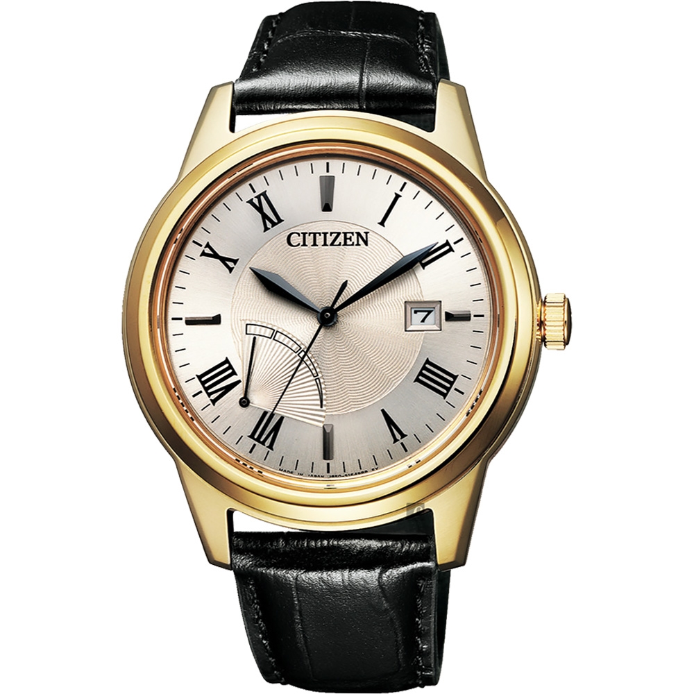 CITIZEN 星辰 限量香檳金 光動能電量顯示手錶 AW7002-10P