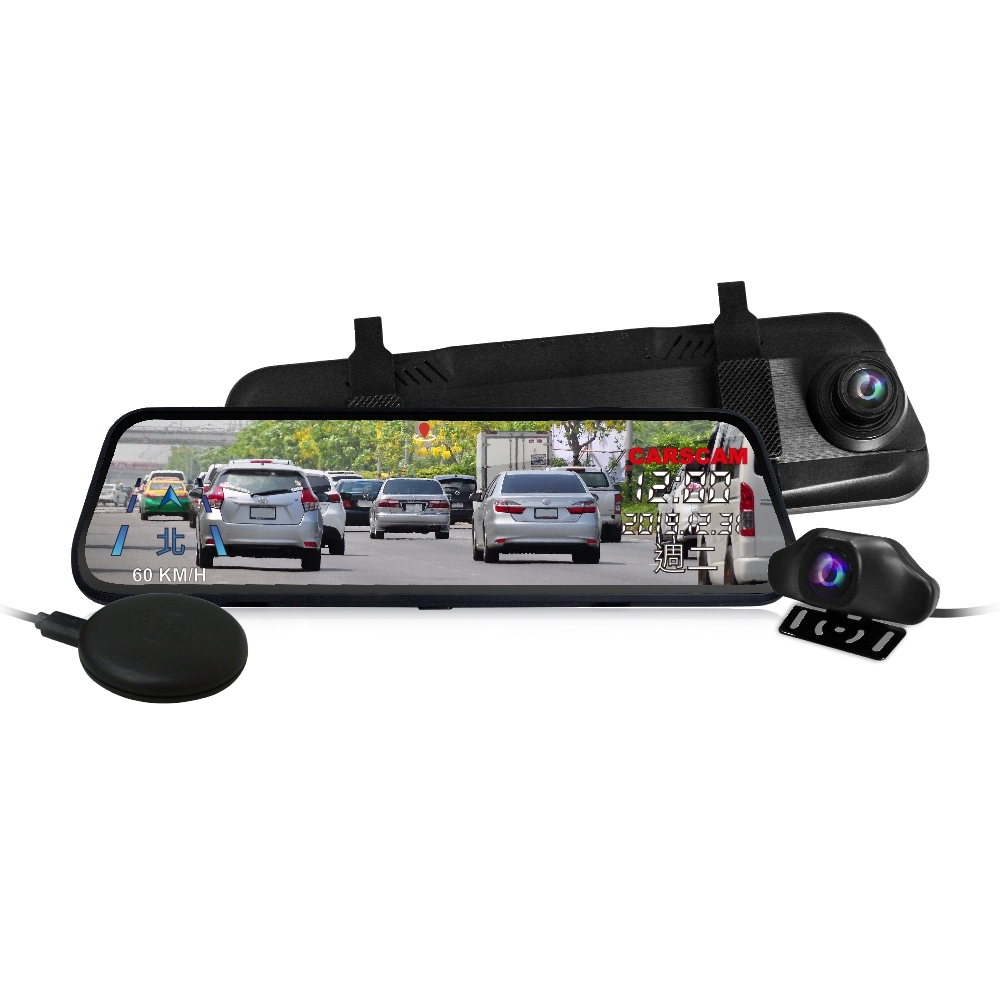 CARSCAM行車王GS9400 GPS測速全螢幕觸控雙1080P後視鏡行車記錄器-急速配 product image 1
