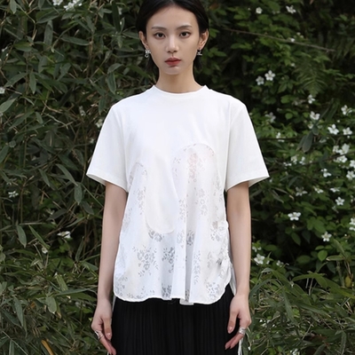 設計所在Style-夏季新款日系風格清爽不規則拼接短袖T恤