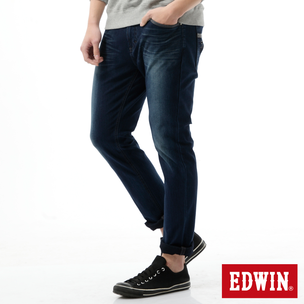 EDWIN 窄直筒 迦績褲CARGO牛仔褲-男-拔洗藍