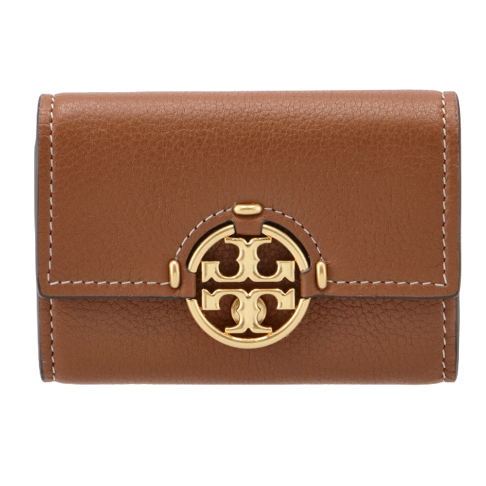 TORY BURCH  Miller系列 荔枝紋牛皮零錢萬用夾(焦糖棕)