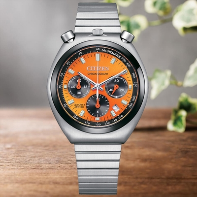 CITIZEN星辰 Chronograph系列 牛頭錶 亮橘計時腕錶 禮物推薦 畢業禮物 38mm / AN3660-81X