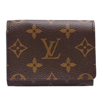 LV M63801 Enveloppe Carte De Visite經典Monogram塗層帆布印花翻蓋暗釦名片夾