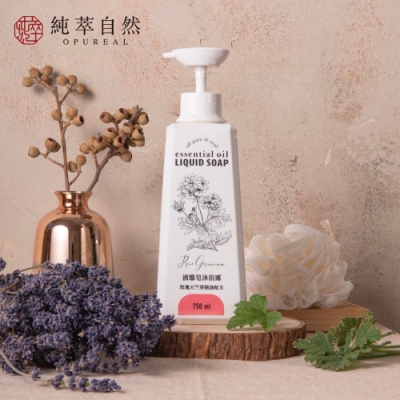 純萃自然-花漾精油液態皂沐浴露-玫瑰物語-750ml