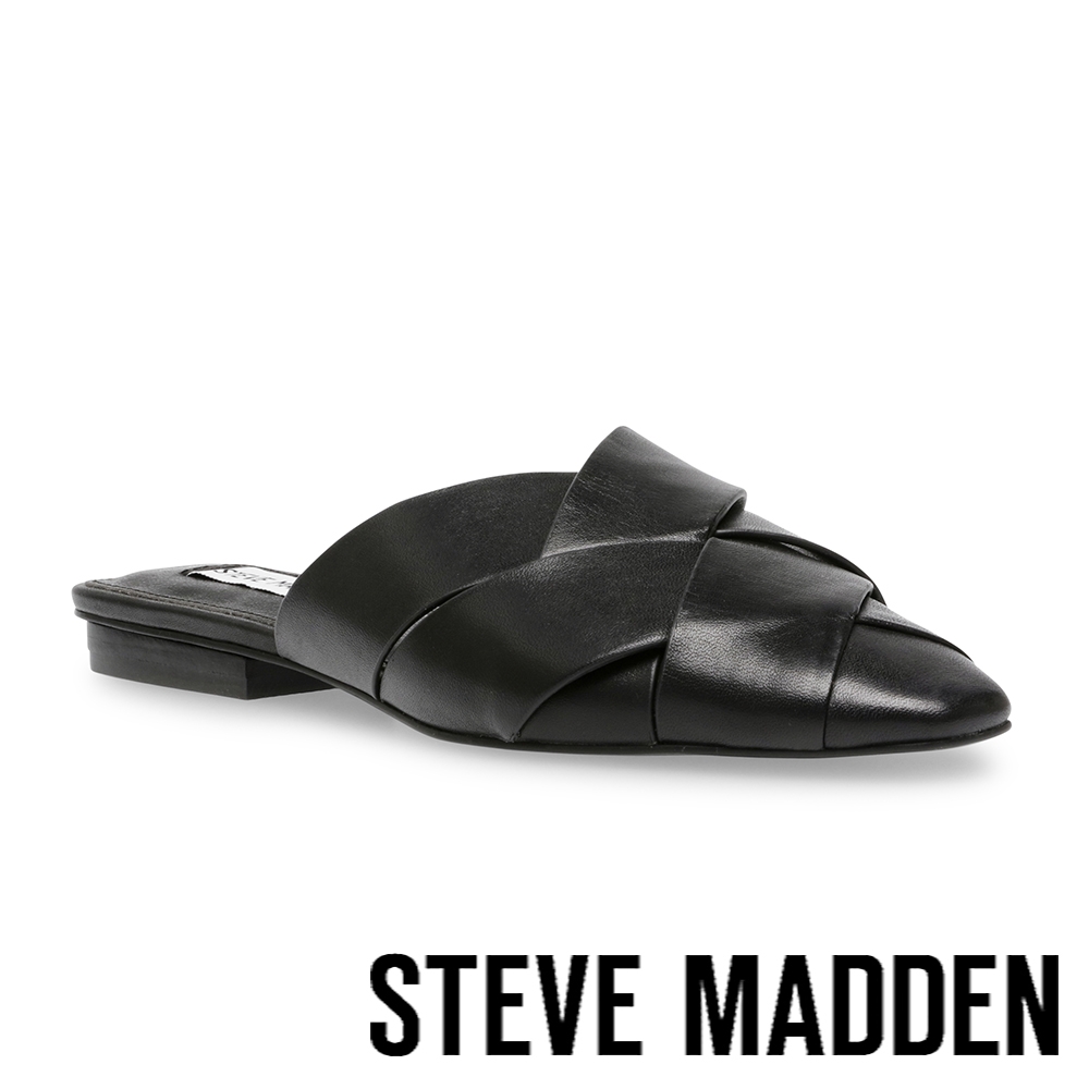 STEVE MADDEN-GAMBIT 編織尖頭平底拖鞋-黑色