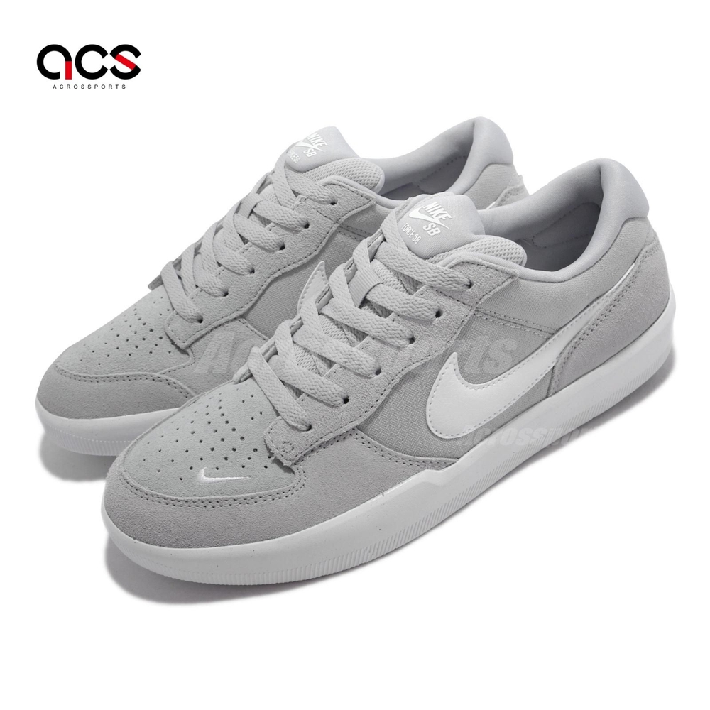 Nike 滑板鞋 SB Force 58 運動 男鞋 麂皮 帆布 拼接 舒適穿搭 輕便 灰 白 CZ2959-004