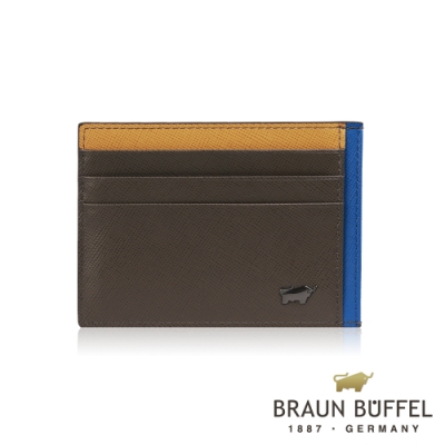 BRAUN BUFFEL 德國小金牛 - 哈里森系列6卡單層撞色卡夾-深卡其綠