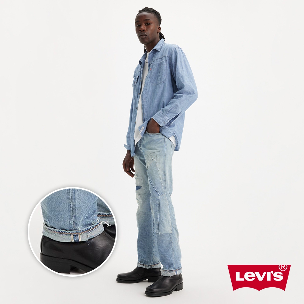 Levis 男款 501經典原創直筒牛仔褲 / 破壞補釘淺色水洗 /赤耳面料 | 直筒褲 | Yahoo奇摩購物中心