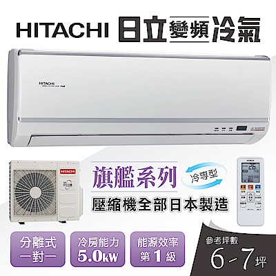 HITACHI日立 6-7坪變頻冷專型分離式冷氣RAC-50QK1/RAS-50QK1