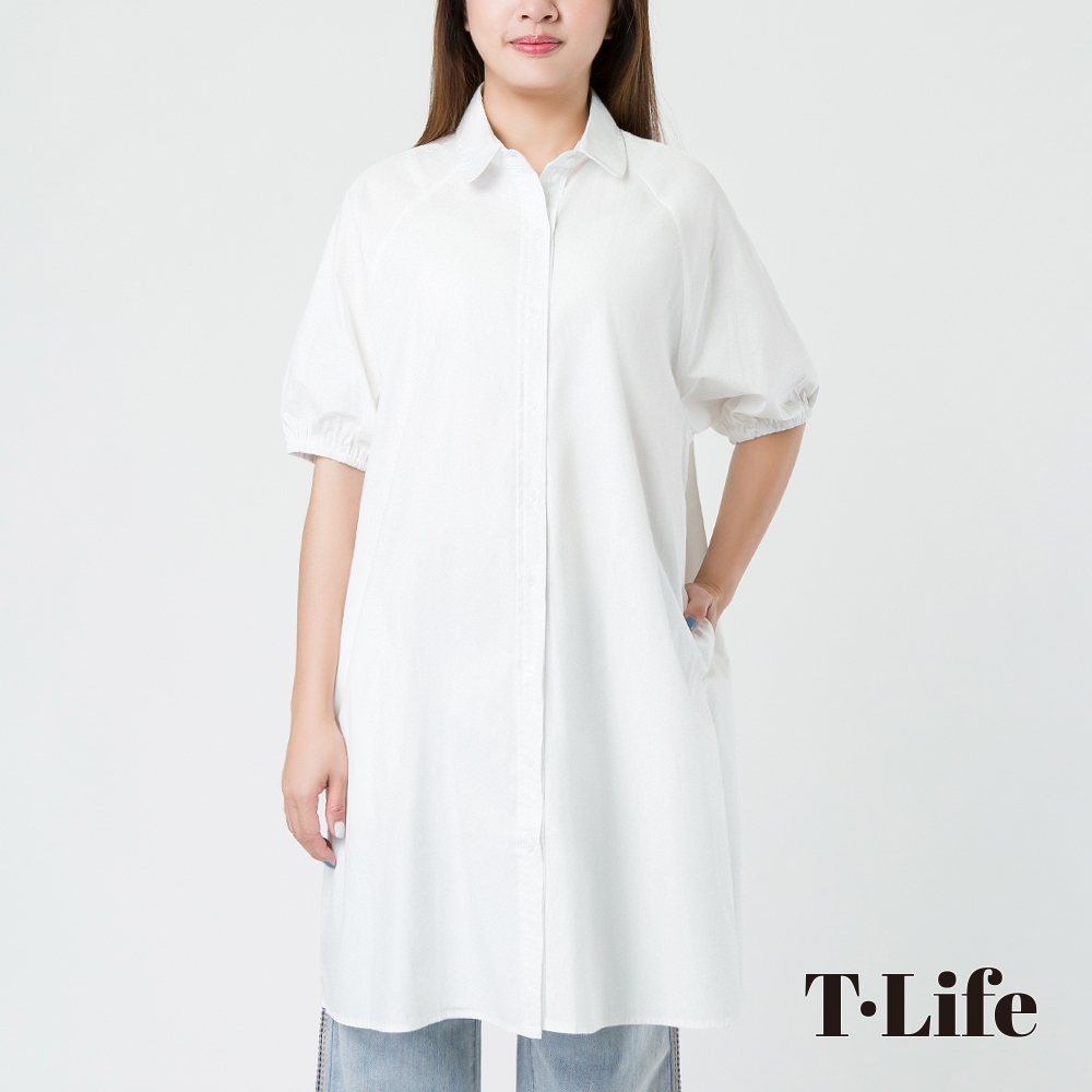 T.Life 夏日清新休閒短袖襯衫洋裝(2色)