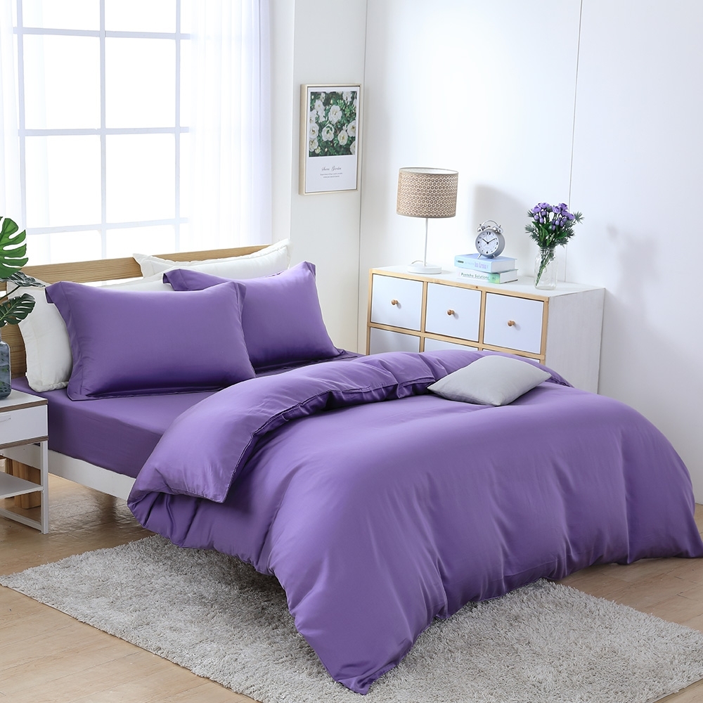 Cozy inn 藤紫 雙人加大 300織萊賽爾天絲兩用被套床包組