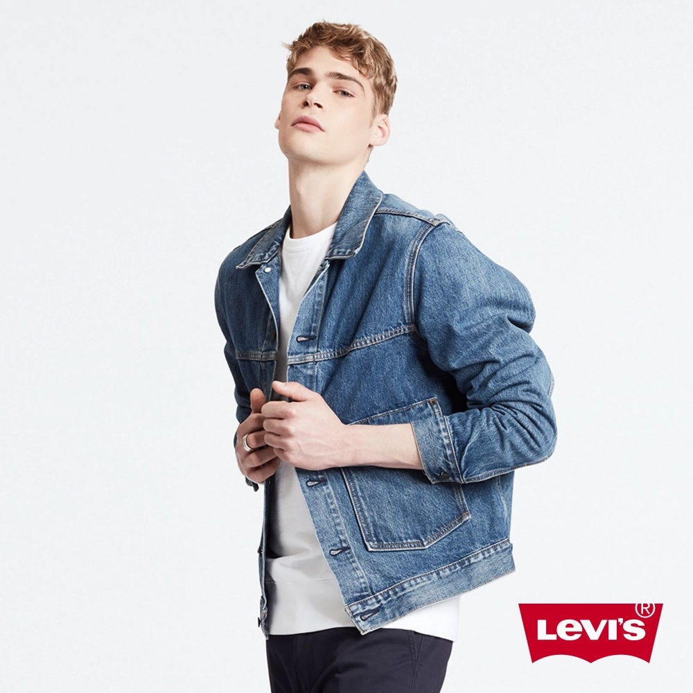 Levis 男款 復古工裝牛仔外套 / 大口袋設計 / 中藍水洗