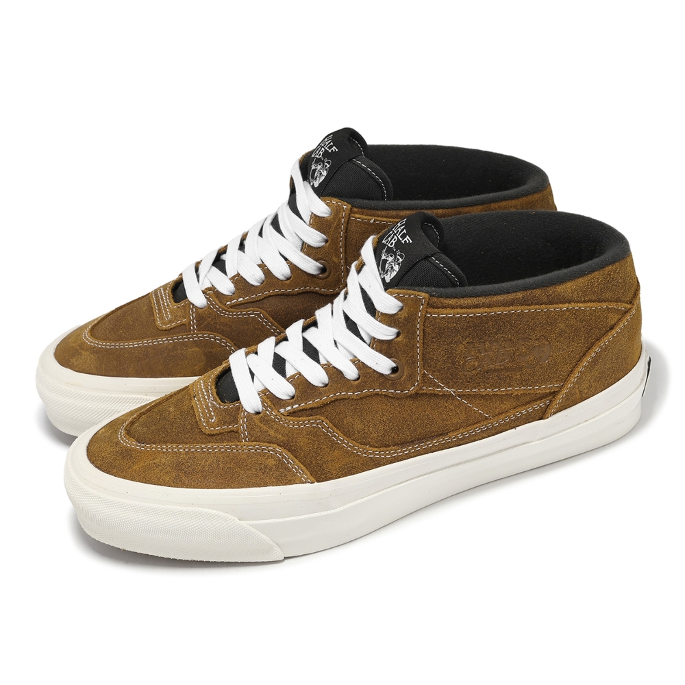 Vans 滑板鞋 Half Cab Reissue 33 男鞋 棕 白 中筒 皮革 抓地 板鞋 運動鞋 VN000CR71M7