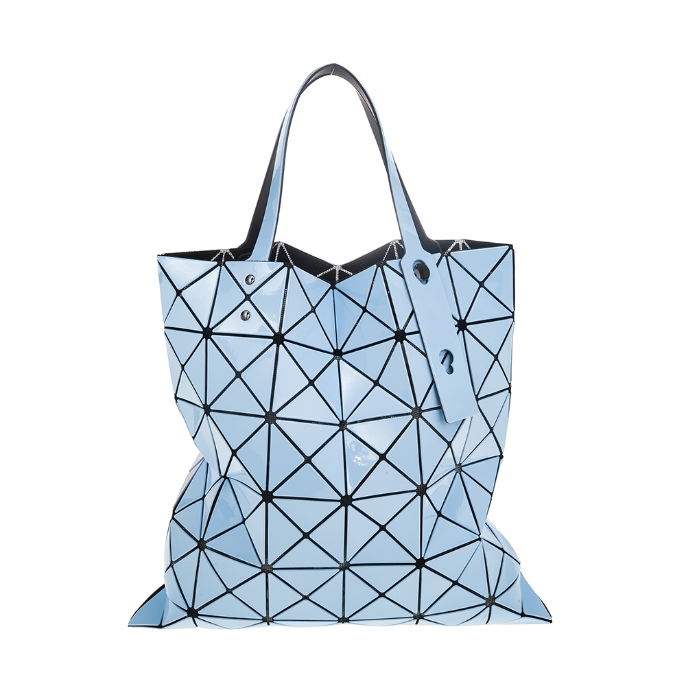 ISSEY MIYAKE 三宅一生 BAOBAO 雙色亮面三角格6x6手提包 (紫色/藍色)