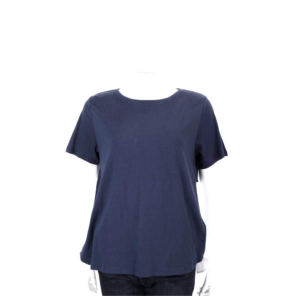 ALLUDE 深藍撞色後抓摺拼接造型上衣 Tee