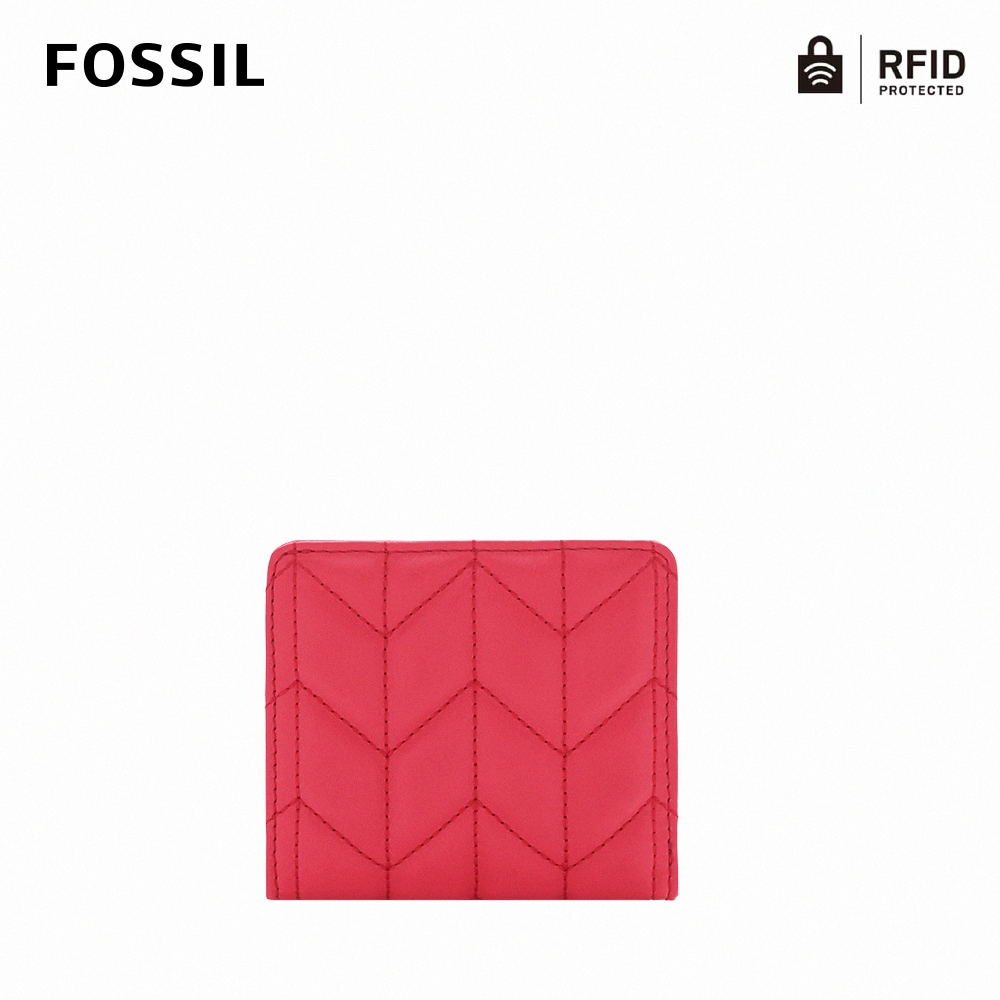 FOSSIL Logan 真皮RFID防盜短夾-櫻桃紅色 SL6525618