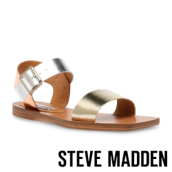 STEVE MADDEN-TAPER 雙帶皮帶式涼拖鞋-金銀色