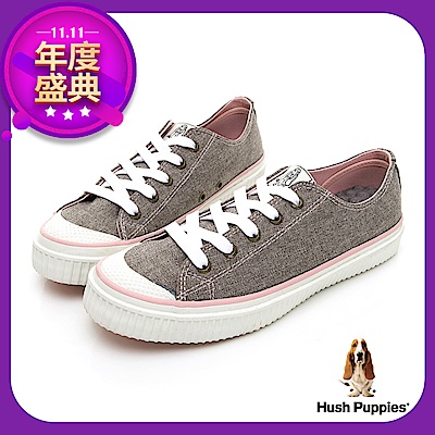 Hush Puppies EUGENE 帆布綁帶休閒鞋-棕色