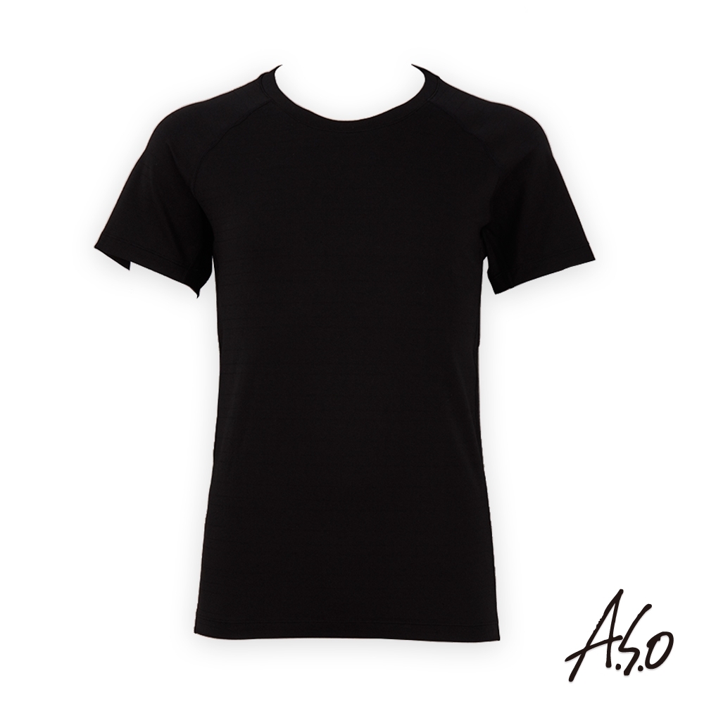 A.S.O負離子系列-男士排汗短袖上衣-黑
