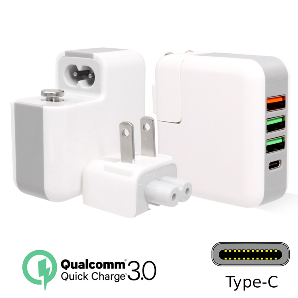 QC3.0快充+Type-C 4孔輸出USB充電器