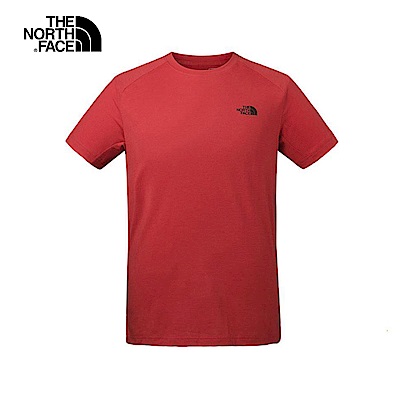 The North Face北面男款紅色排汗透氣運動短T恤