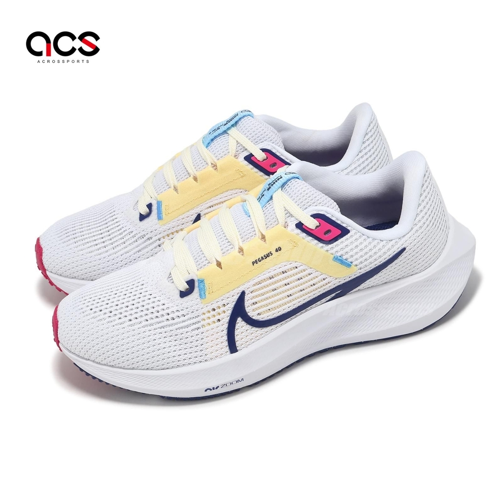 Nike 慢跑鞋Wmns Air Zoom Pegasus 40 女鞋白藍小飛馬氣墊緩衝運動鞋