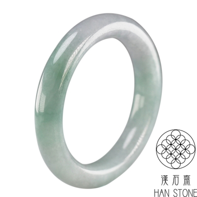 【漢石齋】天然翡翠A貨 圓條手鐲玉鐲 春帶彩種(手圍16.5/版寬10.8mm)