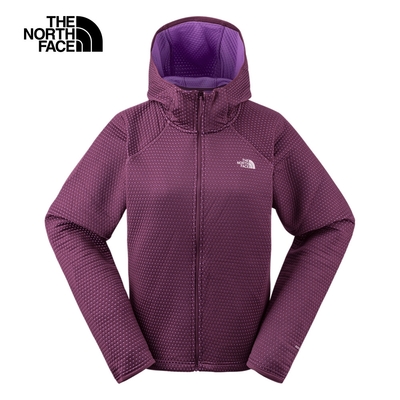 【The North Face 官方旗艦】北面女款紫色吸濕排汗針織連帽外套｜83U91NI 排汗衫