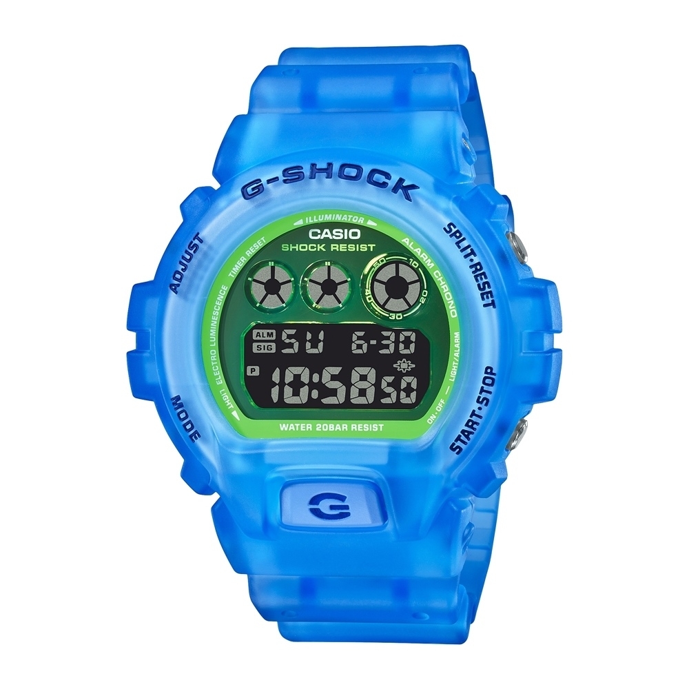 CASIO 卡西歐 G-SHOCK 半透明果凍感電子錶-藍_DW-6900LS-2_50mm