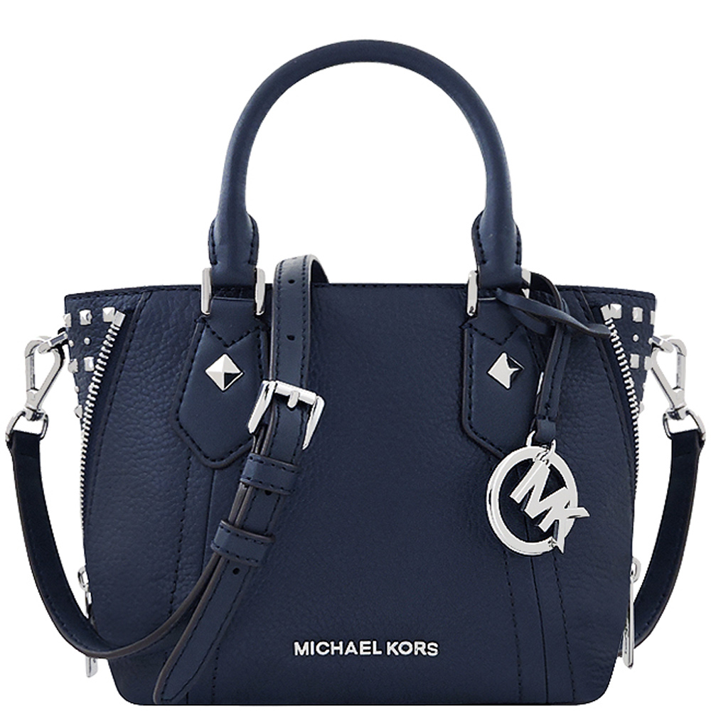 MICHAEL KORS Aria皮革鉚釘手提/斜背兩用包(小/ 藍色)