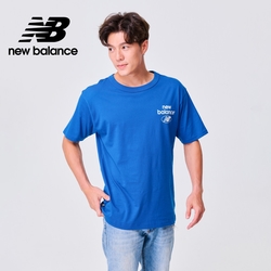 [New Balance]簡約LOGO棉質短袖上衣_男性_藍色_AMT31518ATE