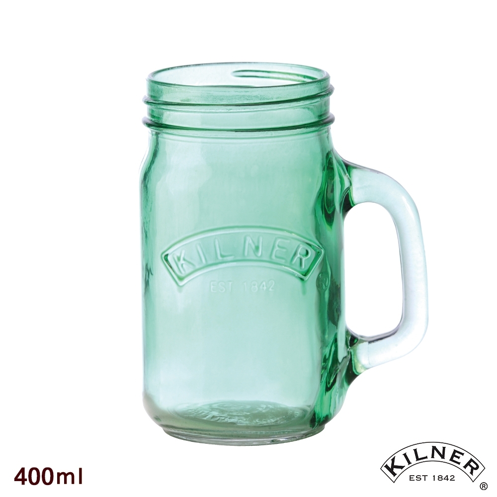 KILNER 寬口把手玻璃杯/飲料杯0.5L-綠色