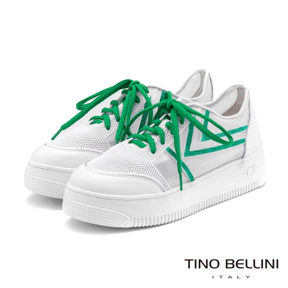Tino Bellini活力耀眼透膚厚底綁帶休閒鞋_綠
