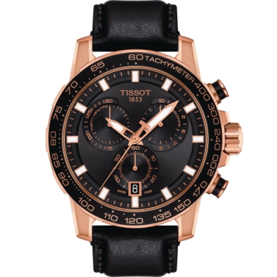 TISSOT 天梭 官方授權SUPERSPORT 競速賽車運動時尚錶(T1256173605100)45.5mm/玫瑰金色