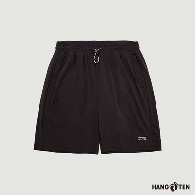 Hang Ten-男裝-恆溫多功能-REGULAR FIT涼感彈性透氣沖孔防曬機能短褲-黑