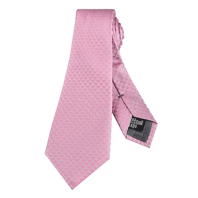 EMPORIO ARMANI標籤LOGO緹花老鷹桑蠶絲領帶(寬版/粉紅)