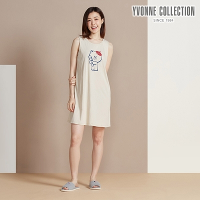 YVONNE 以旺傢飾 熊大麵包網印無袖洋裝-奶霜杏（LINE FRIENDS）