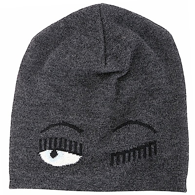 Chiara Ferragni Beanie Flirting 深灰色眨眼美麗諾羊毛針織帽