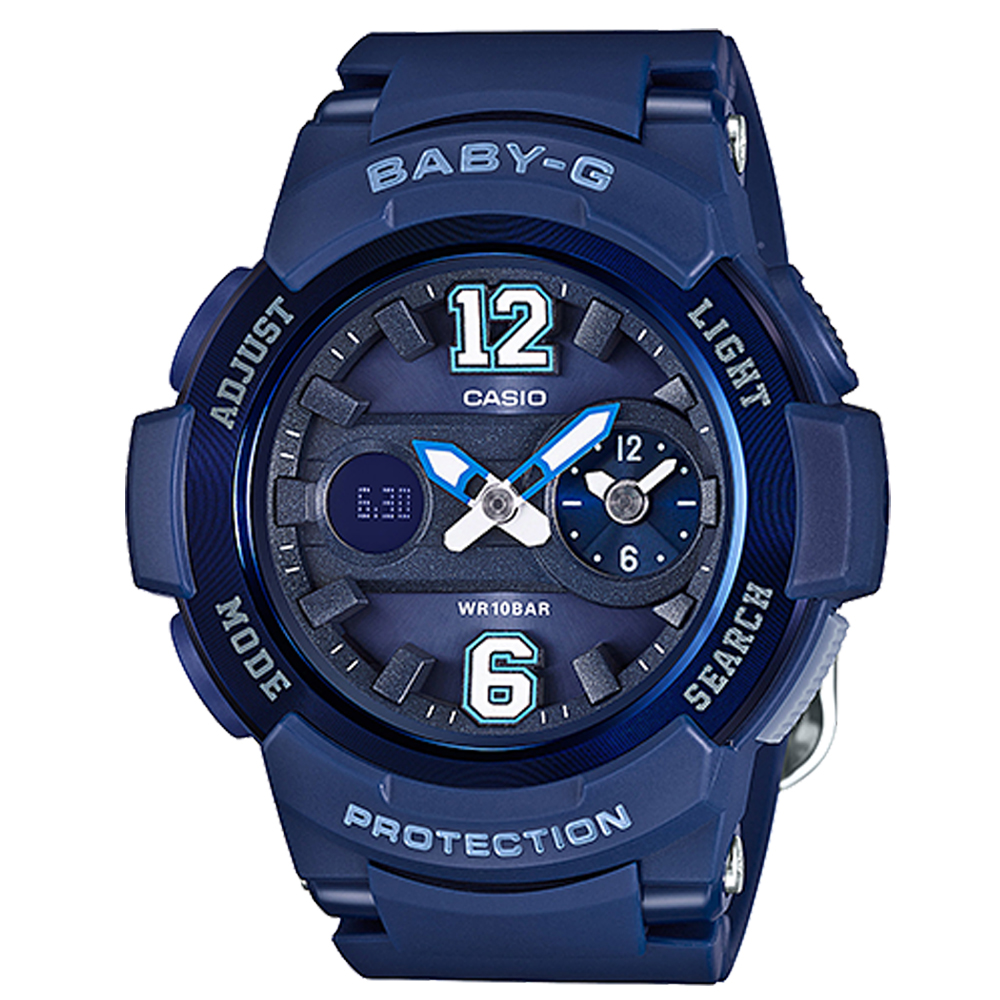 BABY-G潮流玩家運動球衣概念休閒錶(BGA-210-2B2)-藍/46mm