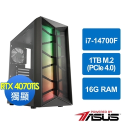 華碩B760平台[雲劍戰士]i7-14700F/16G/RTX 4070Ti S/1TB_M2