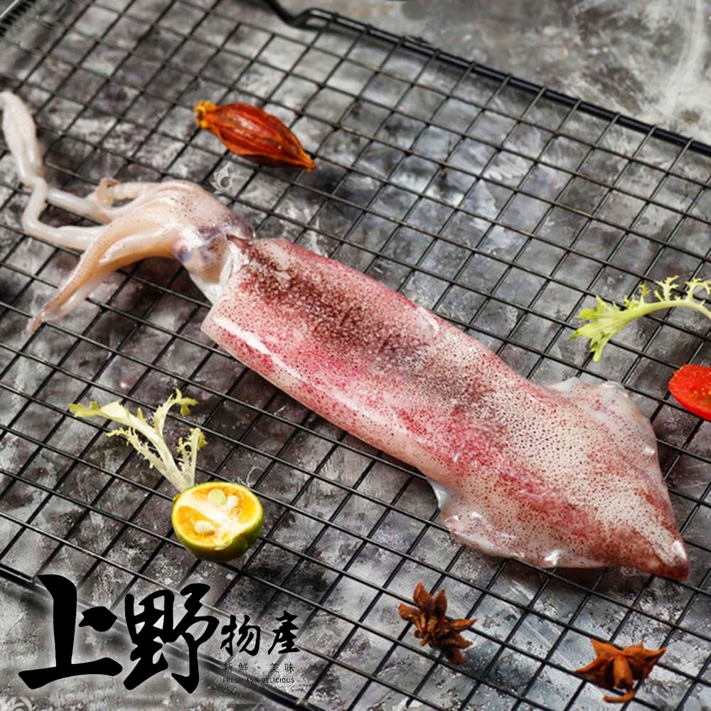 【上野物產】台灣產 鮮凍生鮮魷魚冰捲 （250g±10%/隻）x6隻