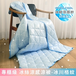 Embrace英柏絲 專櫃級 台灣製冰絲涼感涼被 150x180cm SGS認證 冷氣薄被(冰川格紋)
