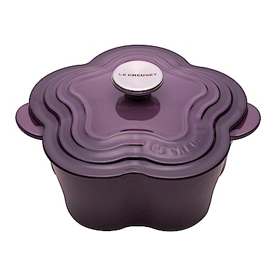 LE CREUSET 琺瑯鑄鐵山茶花鍋20cm+矽膠愛心隔熱墊