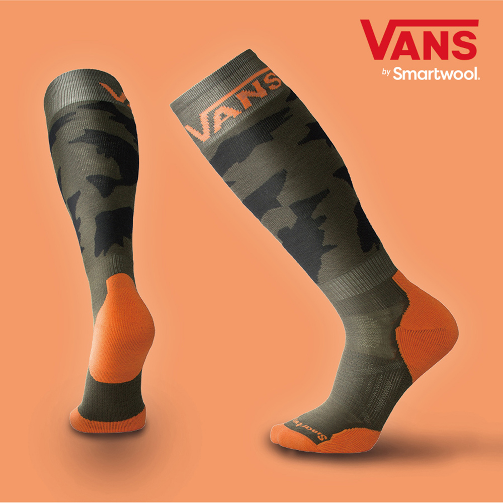 SmartWool X VANS 聯名款PhD滑雪輕量避震高筒襪 橄欖綠