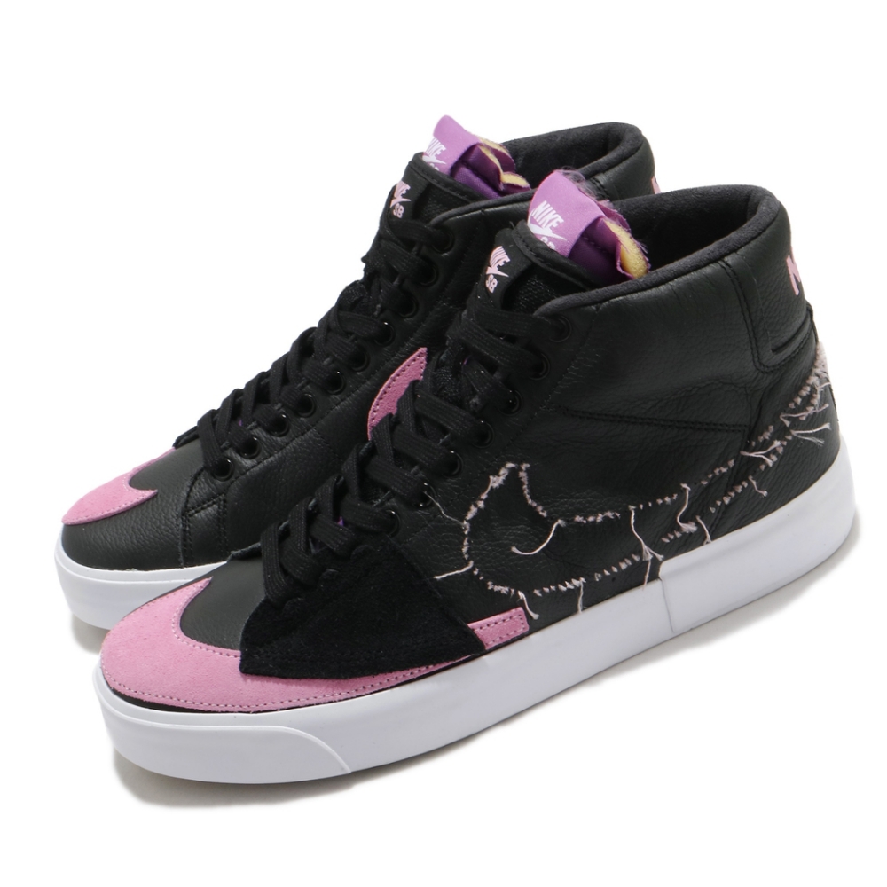 Nike 滑板鞋 Zoom Blazer Mid 男女鞋 SB 基本款 簡約 氣墊 舒適 情侶穿搭 黑 粉 DA2189002