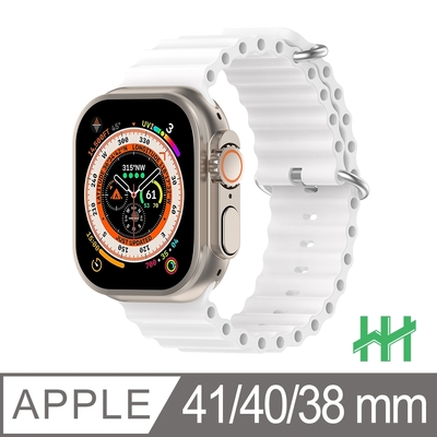 【HH】Apple Watch 38/40/41mm 可調扣環海洋矽膠錶帶(白色)