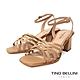 TINO BELLINI 巴西進口全真皮細帶交叉高跟涼鞋FSLT027(裸棕) product thumbnail 1
