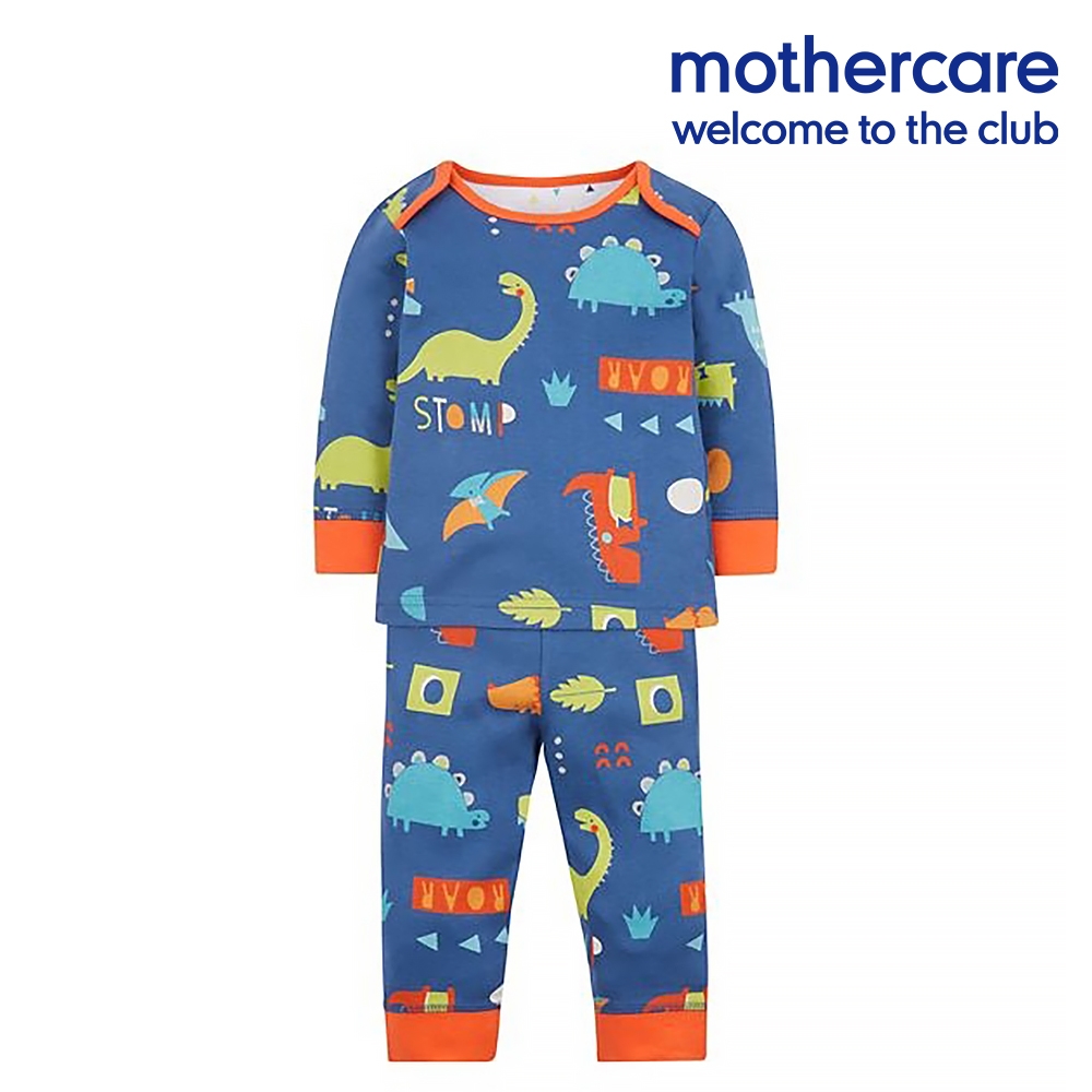 mothercare 專櫃童裝 深藍恐龍長袖居家套裝/睡衣睡褲/居家服 (1-2歲)