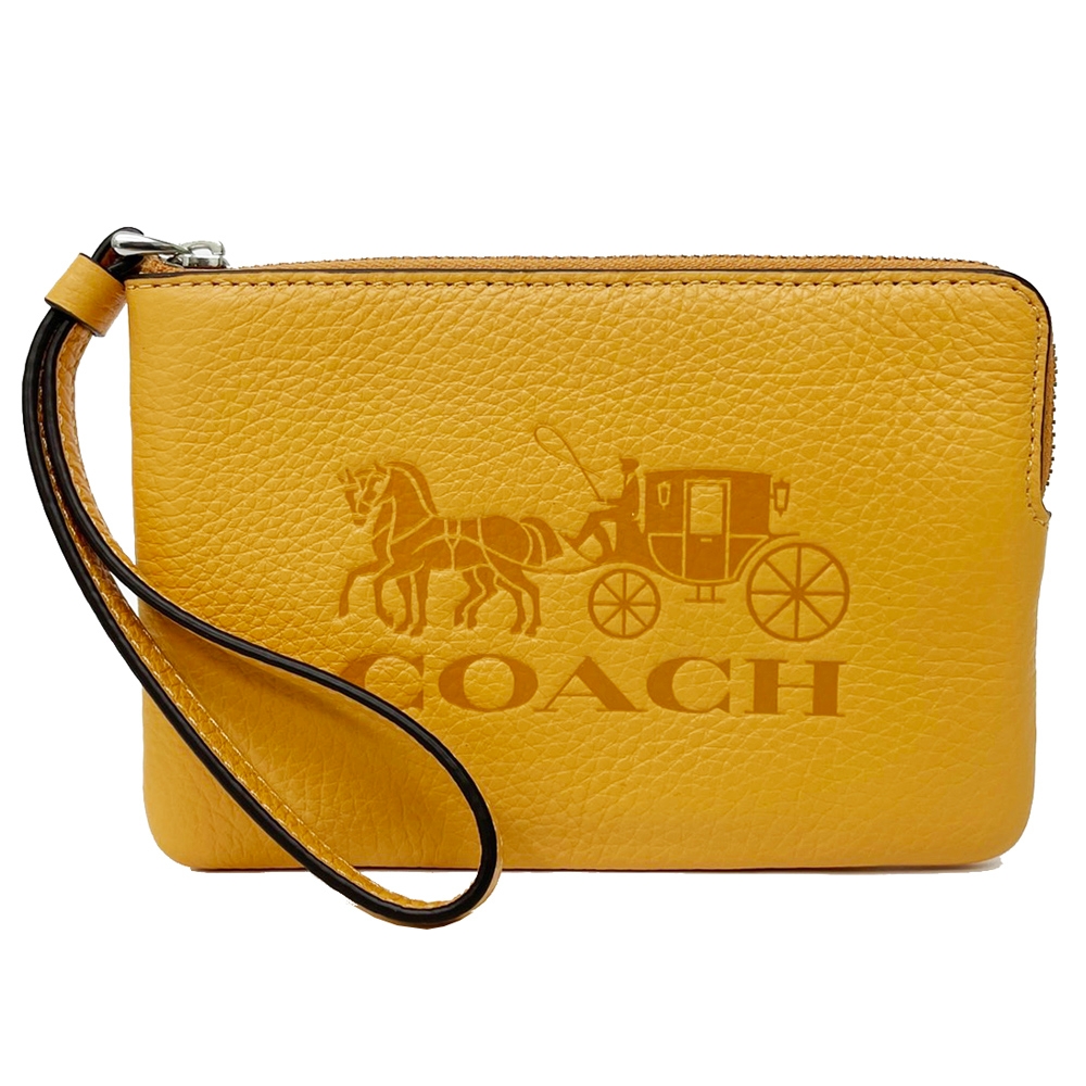 COACH 新款大馬車手拿包零錢包(黃)